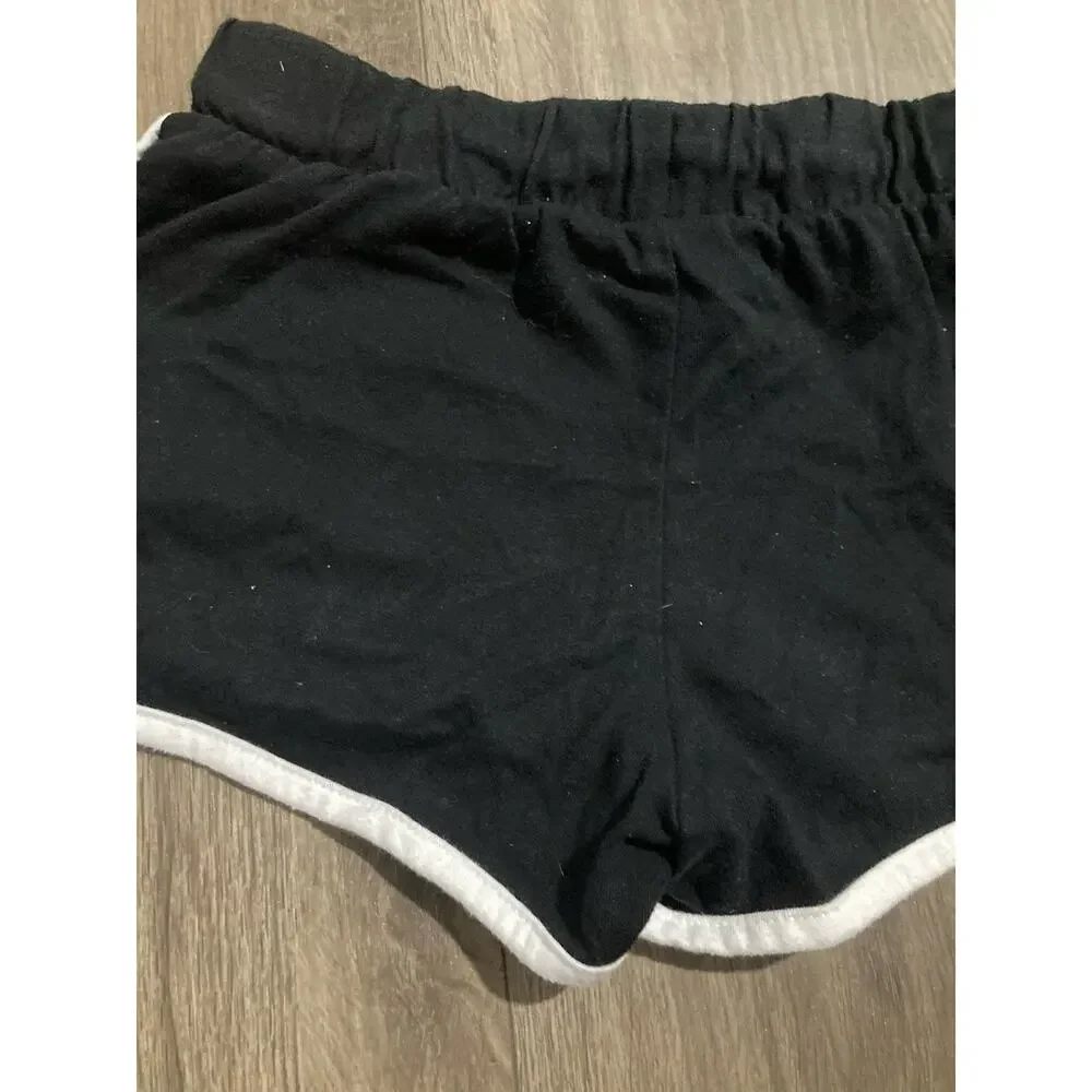Old Navy Girls Black Shorts White Trim Size 8 Medium Cotton Blend Stretch Pocket